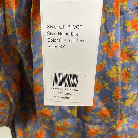 NWT Gilner Farrar Ellie Blouse in Blue Sorted Roses Print XS - Picture 5 of 6
